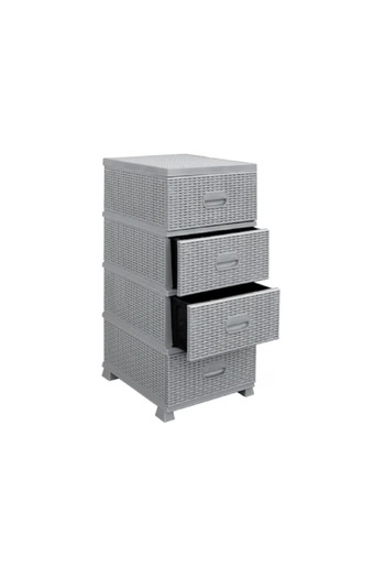 OEM 4-Drawer Rattan Cabinet, Sterk, Grey, Plastic, 91 x 46 x 37.5 cm