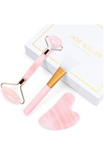 Bonjour 3-in-1 Jade Roller & Gua Sha Set for Facial Massager, Derma Roller Gua Sha for Face, Body, E