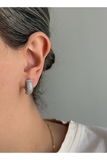 Owentis Steel Silver Full Fitted Stone Braces Model Vera Earrings - Does Not Darken -