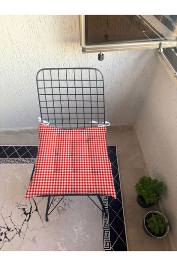yok yok evim eve dair her şey 9 Puntal Plaid Gingham Patterned Fluffy Living Room Balcony Garden Kitchen Chair Cushion