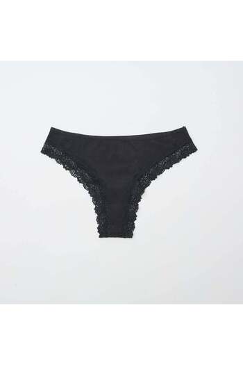 KIABI Pack of 3 ribbed knit tanga briefs GREY