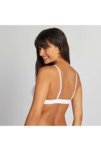KIABI Padded microfibre triangle bra WHITE
