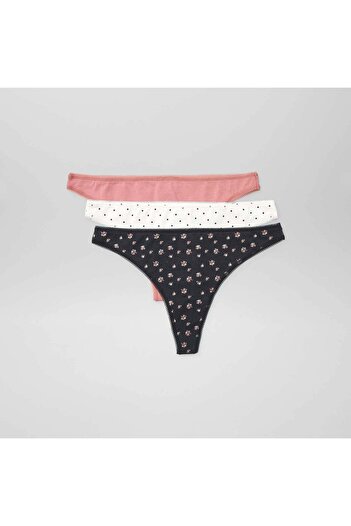 KIABI Pack of 3 cotton tanga briefs BLACK