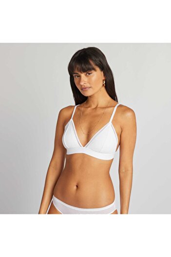 KIABI Padded microfibre triangle bra WHITE