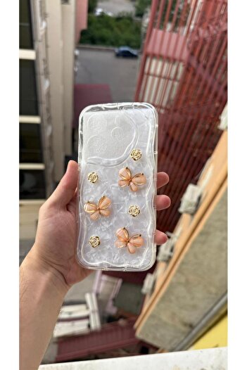 Rivor Xiaomi Redmi Note 14 Uyumlu Kılıf Kamera Korumalı Kelebek Ve Çiçek Kabartmalı Desenli Kapak