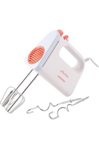 Daewoo UltraLine Hand Mixer, 400W, 5 Speeds, Turbo Function, Accessories Included, White