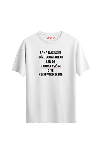 Eastek Απαντήσεις στον εραστή μου γυναίκα Unisex εμπριμέ γραπτό μπλουζάκι
