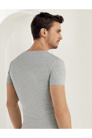 Şahinler Men's Short Sleeve V-Neck Lycra Single Jersey Undershirt
