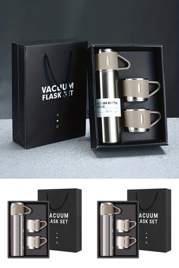 Wolawood Premium Life Thermos Mug Set 3-Piece Boxed Leakproof Sports Camping Picnic Flask Set for Office Travel
