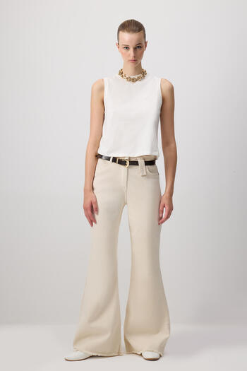 Touché Privé High Waist Denim Pants with Tassel Tassels