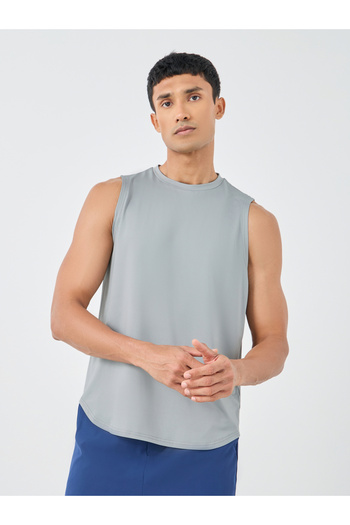 Styli Back Print Super Stretch Curved Hem Drop Armhole Tank