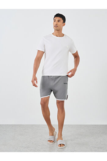 Styli Knitted Shorts with Print and Piping Detail