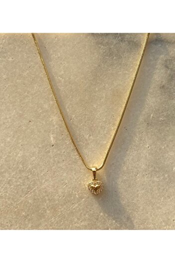 xUPING Altın Kaplama Minimal Kalp Kolye Kararmaz 14K Rengindedir 45cm