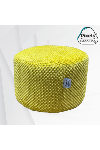 PixelsBeanBag Pixel Bean Bag Round Ottoman Seat Linen Fabric for Living Room and Bedroom