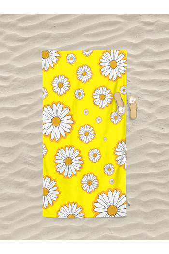 Home Yellow Daisy Patterned Digital Printed Women's Beach Bath Towel