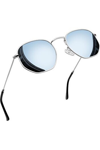 Joopin Hexagonal Polarized Sunglasses for Women Men, Geometric Square Shade Vintage Metal Frame Retr
