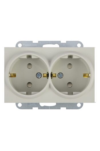 PANASONIC Double Schuko Socket Mechanism with Child Protection Karre Plus 55 Soft Touch Sandstone