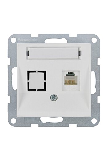 PANASONIC CAT6 Telephone Socket Mechanism with Label Karre Plus 55 Soft Touch Seashell