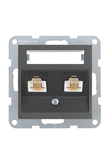PANASONIC 2xCAT3 TELEPHONE SOCKET with MECHANICAL LABEL KARRE PLUS 55 SMOKE