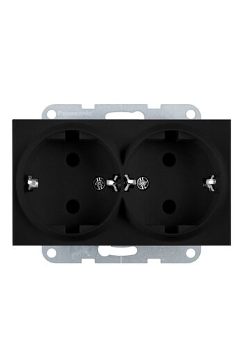 PANASONIC Double Schuko Socket Mechanism Karre Plus 55 Black