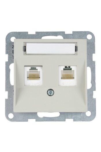 PANASONIC MECANISM PRIZA 2xCAT6 cu ETICHETA KARRE PLUS 55 SOFT TOUCH SANDSTONE