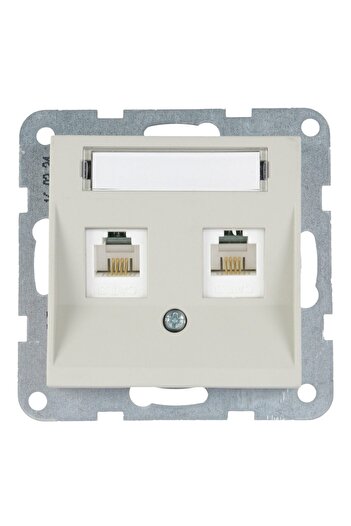 PANASONIC Double Phone Socket 2xCAT3 with Label Karre Plus 55 Soft Touch Sandstone