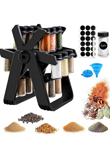 COOYA 360 Rotating Spice Rack, durable, 18PCS Jar Kitchen Spice Organizer for Kitchen Countertop