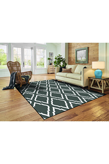 Oriental Weavers Living room/bedroom carpet, Helsinki Geometric Grey, BCF,OW Scandic 2663,KS2,E (67 x 120 cm)