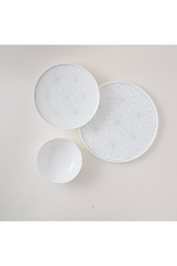 LA MESA 18pcs white porcelain dinner set with gold decal