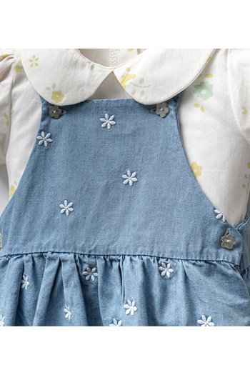 Cassiope Baby Daisy Embroidered Denim Salopet