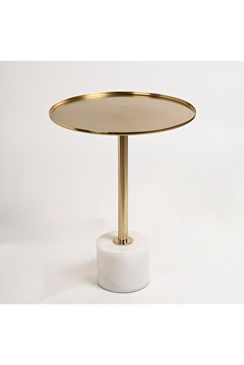 Generic Metal Side Table - Marble Base - 35.6* 35.6*48.5 cm