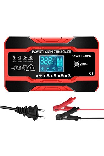 divendi-ro Car battery rectifier DP1210, 12V 10A - 24V 5A, 180W, 7-step charging, 4 functions, black with red