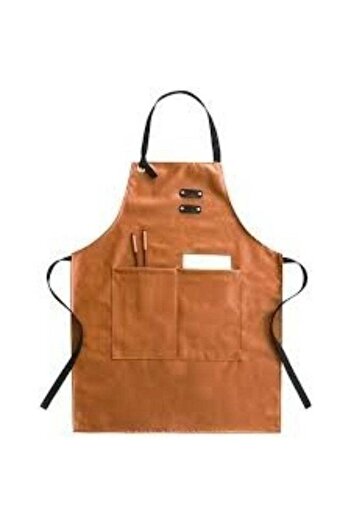 Generic Apron Barista Leather With 2 Comfort Pockets And Brown Expandable Straps