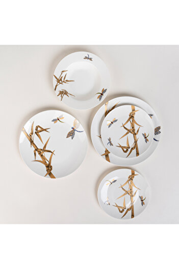 LA MESA yellow porcelain 18 pc dinner set