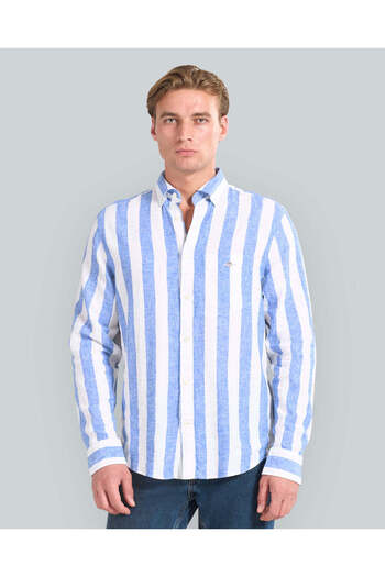 Gant Regular Fit Bold Striped Cotton Linen Shirt