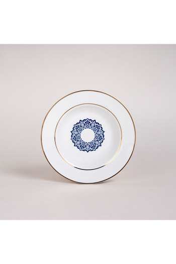 LA MESA white/blue porcelain 18 pc dinner set