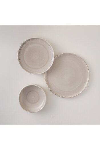 LA MESA 12pcs premium porcelain rustic beige glaze dinner set
