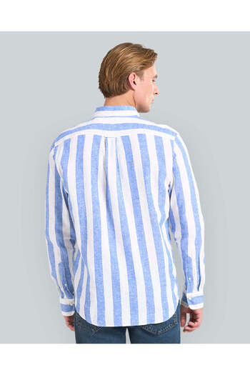 Gant Regular Fit Bold Striped Cotton Linen Shirt