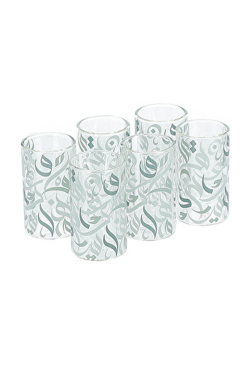Dallaty green glass tea cups set 6 pcs