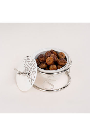 Dallaty white porcelain nut bowl with stand