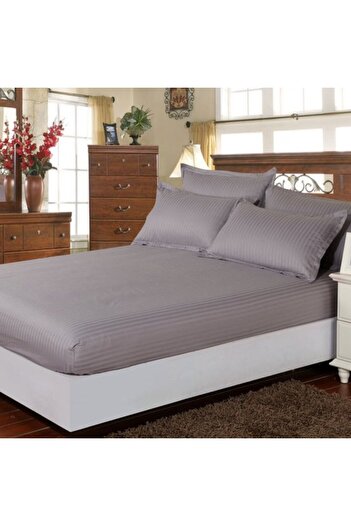 Pucioasa Damask bed cover set + 2 pillowcases, mattress 140x200cm, anthracite grey