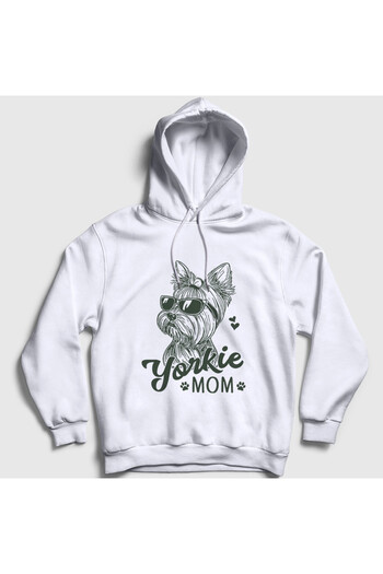 Presmono Unisex Λευκή Μαμά Yorkie Μαμά Yorkshire Terrier Μητέρα Φούτερ με Κουκούλα 556701tt