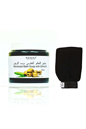 MEDSPACLINIC Moroccan Olive Soap with Luffa, Natural Purifying, Cleansing, Exfoliating for Hammam Ri