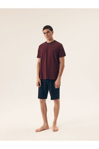 Henderson Basis Classic cotton men's two-piece pajama shirt & shorts with plain pattern | Dive
