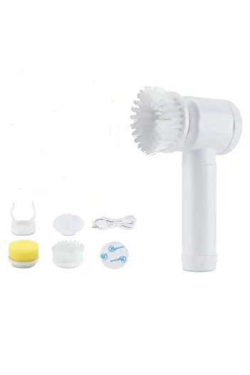 Herum Electric Cleaning Brush with Accessories, White, 6 Pieces
