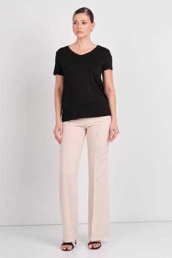 Moda İlgi Women's High Waist Wide Leg Trousers 4042 Stone
