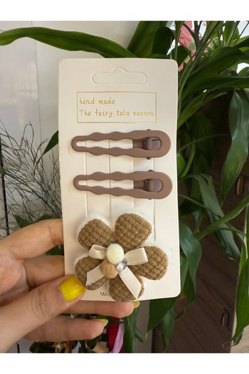 PONÇİK ACCESSORİES Set of 3 Children's Floral Clamp Buckles
