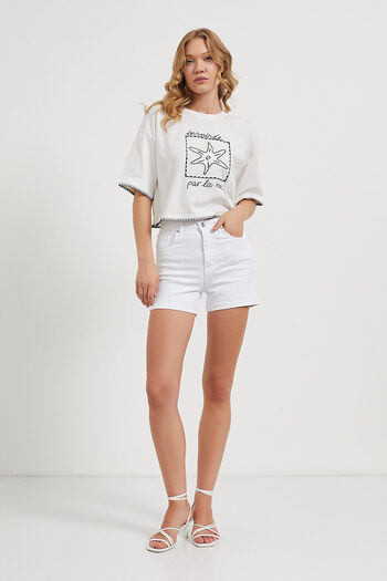 Arma Life Women's High Waist Summer Basic White Mini Denim Shorts