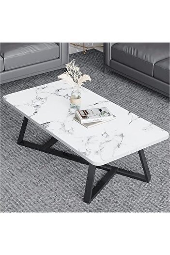 Generic White Marble Stone Top Sleek Design Coffee Table For Modern Living Room Sofa Table 120 CM