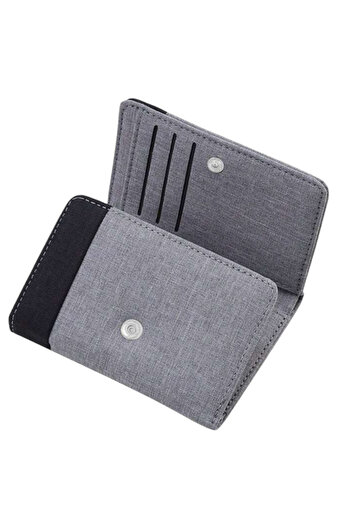 OEM Compact trifold canvas wallet, contrast design, Grey